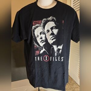 The X-Files “Mulder & Scully” Graphic T-Shirt 2014 Jerzees Hi-Densi-T Size Large